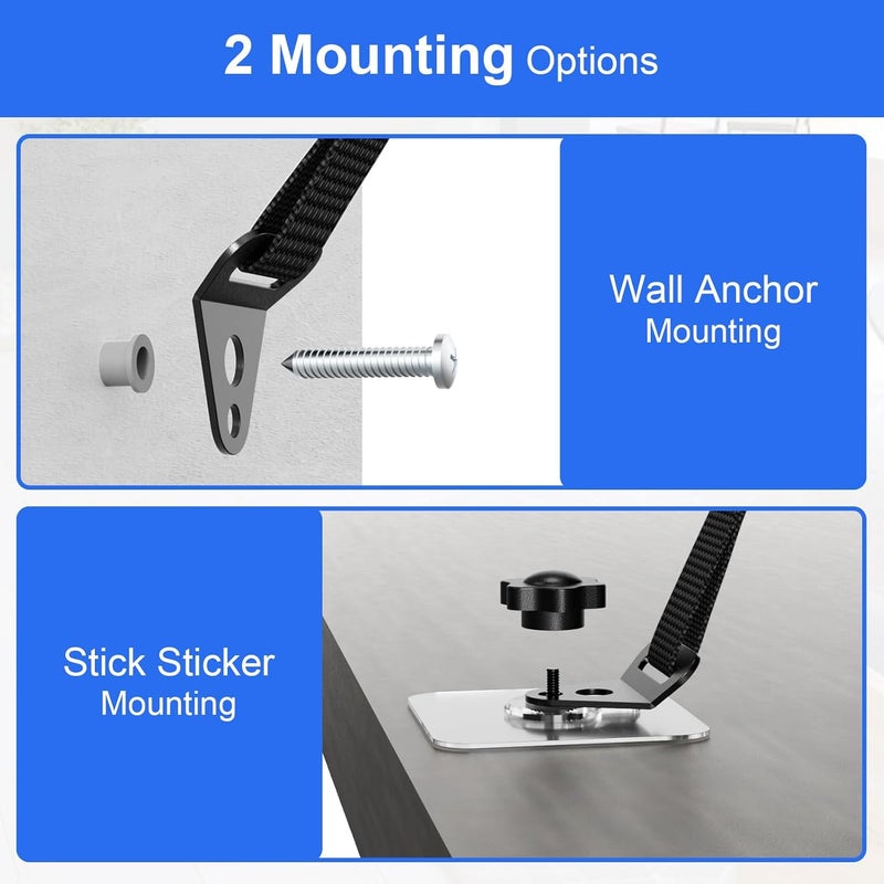 IMtKotW 2 Pcs Tv Safety Straps Adjustable,No Drill Anti Tip Furniture Anchors for Baby Proofing,Adhesive/Screw Fastening Type Furniture Wall Anchor, Earthquake Straps - Image 4